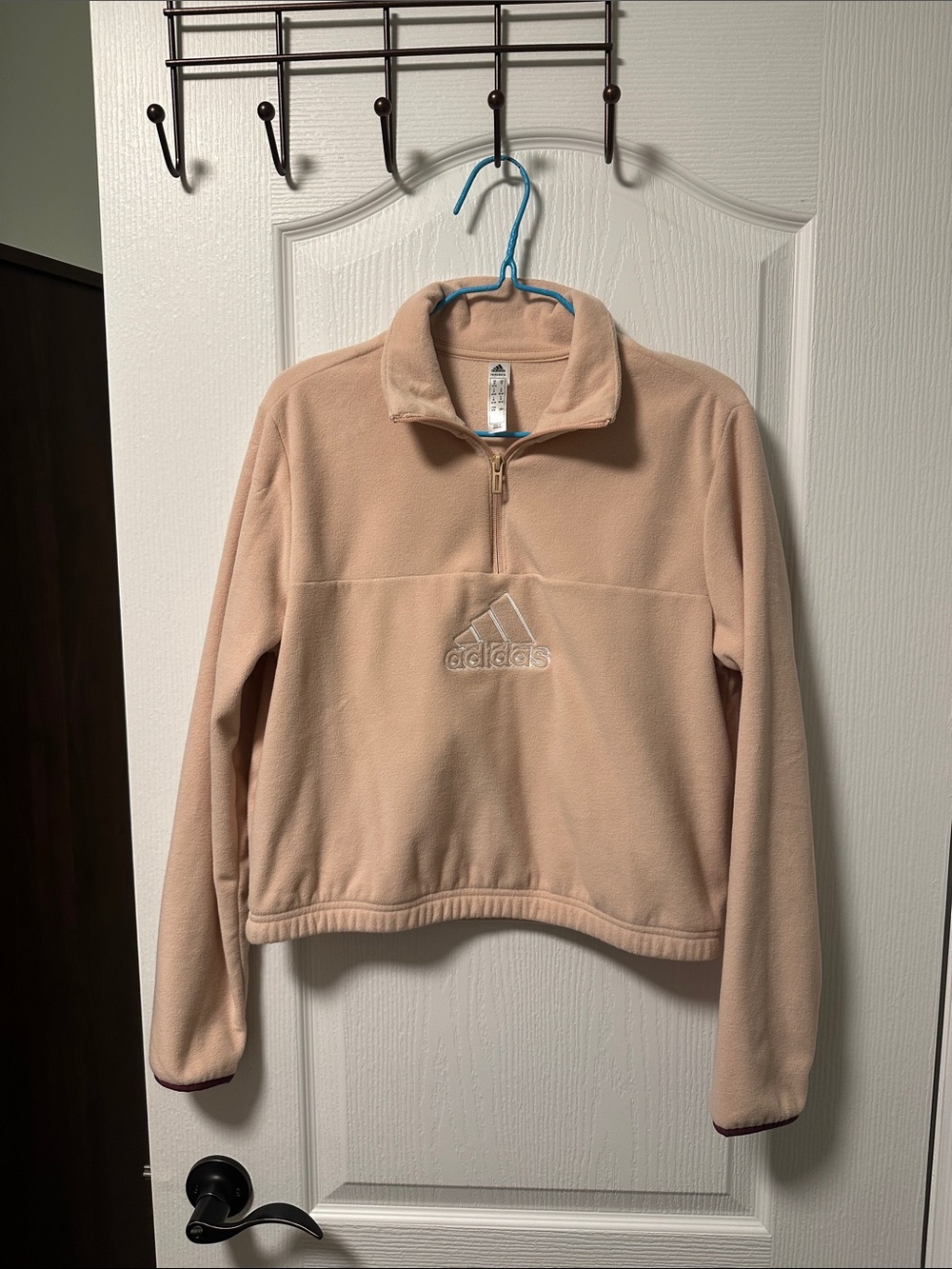 Adidas women's Quarter-Zip Fleece Jacket in Light Peach